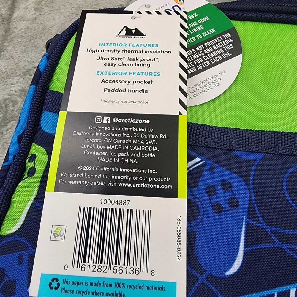 Arctic Zone Game Controller Insulated Soft Lunch Tote Bag  Ice Pack Water Bottle